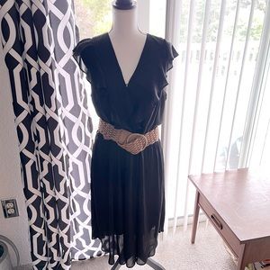 Express Ruffle Sleeve MIDI Dress LBD